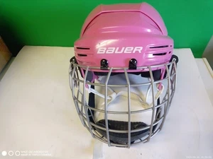 Bauer Hockey Helmet 1800 Small Pink with Cage Gently used Good Condition - Picture 1 of 7