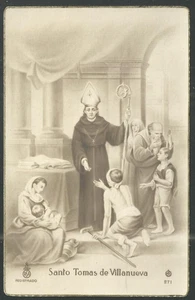 Tarjeta sagrada antigua postal de Sto Tomás de Villanueva santino estampa - Imagen 1 de 1