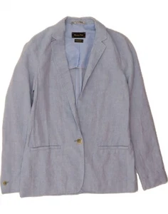 MASSIMO DUTTI Womens Loose Fit 1 Button Blazer Jacket EU 36 XS Blue Linen DI14 - Picture 1 of 4