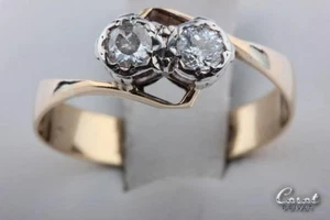 Diamantring antik 9k Gelb Gold Altschliff Diamanten Biedermeier Gr 53 Top! - Bild 1 von 6