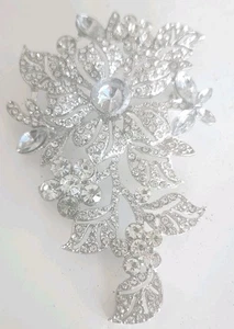  Broche Diamantes de Imitación Flor Hoja Vintage Grande Boda Madre de la Novia/Novio  - Imagen 1 de 8
