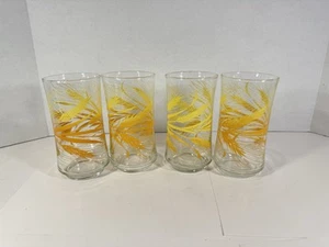 4er Set 70er Vintage Libbey Golden Wheat 16 oz Gläser 5 1/4" gelb sehr schön - Bild 1 von 6