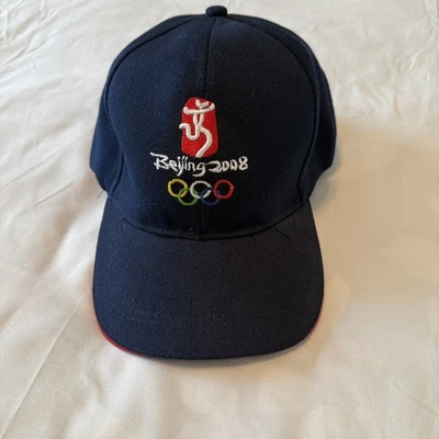 Olympic Hat Beijing 2008 Blue Cap Strapback Adjustable Embroidered Logo Baseball - Image 1 of 4