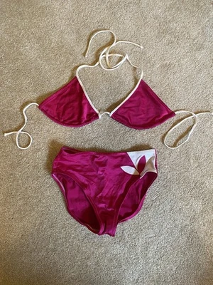 Traje de baño bikini vintage años 50 60 De Weese Designs 8 blanco fucsia brillante 2 piezas Foto 1 de 4