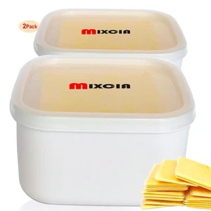 2Pack Cheese Storage Container for Fridge, Sliced Cheese Holder with Lids, Ke... - Picture 1 of 7