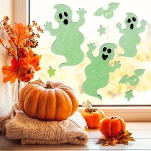Northlight Glow In The Dark Ghost Halloween Gel Window Clings - Picture 1 of 5