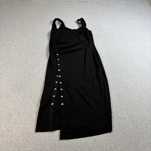 AllSaints Kleid Damen US 6 UK 10 schwarz Hatti SL seitliche Druckknöpfe Midi Tank launisch Goth - Bild 1 von 12