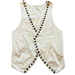 Cream studded vest with pockets #boho #western Small - Picture 1 of 7