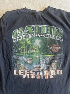 T-shirt Gator Harley Davidson nera Leesburg Florida media nera - Foto 1 di 6