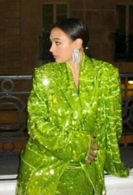 Chaqueta Blazer H&M STUDIO U Verde Lentejuelas 1 Botón Diseñador Edición Limitada Talla S Foto 1 de 4