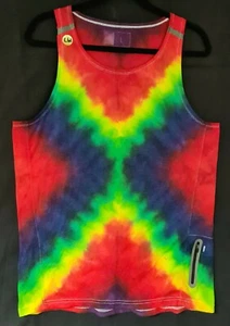 Tie Dye Rainbow Mens Singlet Fitness Wear Size L Poly/Cotton Breathable Unique. - Picture 1 of 5