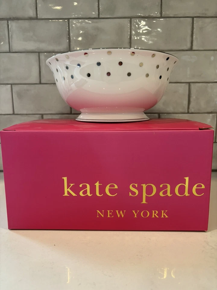 Tigela de servir Kate Spade Lenox Larabee Road ponto platina nova em folha - Imagem 1 de 4