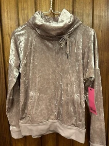 Betsey Johnson Crushed Velvet Cowl Neck Pullover Top Size X Small Dusty Pink NWT - Picture 1 of 7