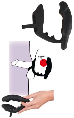 Vibratore anale in silicone stimolatore prostata con anello fallico ritardante - Immagine 1 di 4