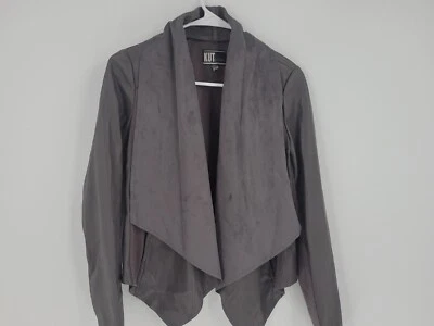 KUT From The Kloth Brown Tayanita Faux Suede Jacket Open Front Draped Small - Image 1 of 4