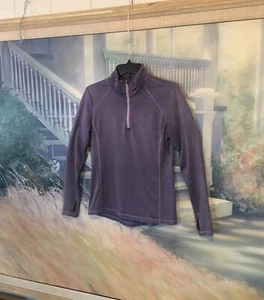 Women's Purple Long Sleeve Active Wear Partial Zip Pull Over Long Sleeve Top S - Picture 1 of 12