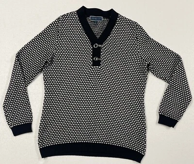 Suéter Henley Karen Scott Blanco y Negro Texturizado Talla M Foto 1 de 4