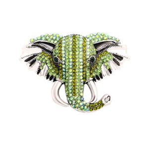 Broche colgante único con cabeza de elefante verde animal mujer cristal de estrás - Imagen 1 de 11