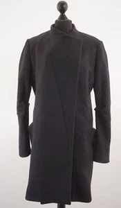 Surface to Air Women Short Coat 40 M Black Solid Half-length Wool A711 - Picture 1 of 5