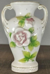 Jarrón rosa vintage ocupado Japón 33/4" de alto doble mano - Imagen 1 de 6