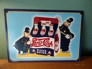 Vintage Pepsi Cola Bigger Better 2001 Collectible Metal Tin Sign Pepsico Kool - Picture 1 of 6