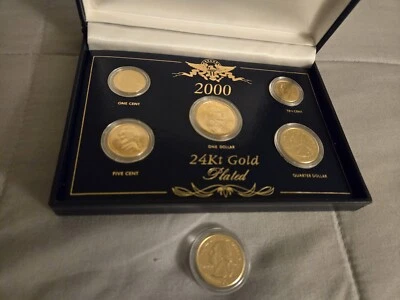 Year 2000 24kt Gold Plated Proof Set. With Extra Gold Quarter - Image 1 of 3