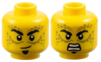 乐高新头迷你人偶黄色灵魂布贴橄榄绿笑/围巾 71047 D214 — 第 1/4 张图片