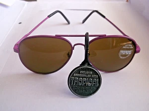 Sonnenbrille Tropical Vintage Pilot Braun-Grau Lila ungetragen - Bild 1 von 4
