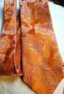 100 Percent Silk Mens Neck Tie Red Orange geometric formal church wedding prom - Picture 1 of 4