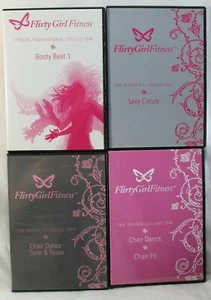 4 Flirty Girl Fitness workout DVD lot Booty Beat 1 Sexy Circuit chair dance fit - Imagen 1 de 6