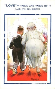 Tarjeta postal firmada por artista Love Yards & Yards of It & All Mine pareja boda pareja - Imagen 1 de 2