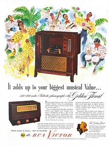 1949 RCA VICTOR RADIO PHONOGRAPH Genuine Vintage Print Ad Record Player Victrola - Picture 1 of 1