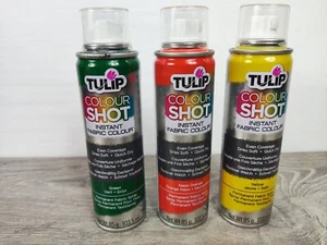 3 X FABRIC COLOUR SPRAY PAINT INSTANT WASHABLE COLOUR SHOT TULIP UPCYCLE - Picture 1 of 2