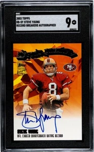 STEVE YOUNG 2003 TOPPS RECORD BREAKER  RARE ON CARD AUTO 49ERS HOF SGC 9 POP 2! - Picture 1 of 2