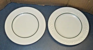 ZWEI HOMER LAUGHLIN PORZELLAN GOTHIC GRÜNE STREIFEN 6 1/4" BEILAGENTELLER RESTAURANTWARE  - Bild 1 von 4