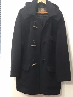 Structure Mens Large Blue Wool Horn Fastening Blanket Interior Duffle Hoody Coat - Image 1 of 4