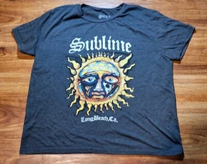 Sublime Long Beach CA T-Shirt Gray Size XLarge Distressed Sun Graphic Band Tee - Picture 1 of 3
