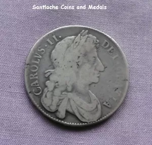 1675 KING CHARLES II SILVER HALFCROWN - VERY RARE - Retrograde 1 in Date - Picture 1 of 2