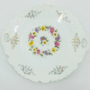 Placa de mango doble abierta vintage Alemania Bávara China floral blanca  - Imagen 1 de 8