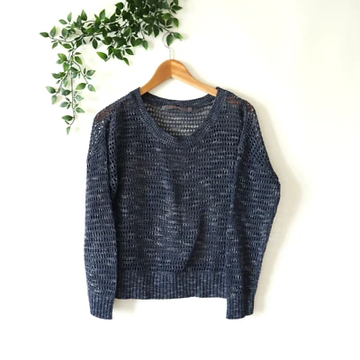 Feel The Piece Terre Jacobs Blue Loose Knit Sweater Top Size M/L - Image 1 of 4