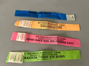 4 VTG Rock MUSIC Concert Wristband Joan Baez Bonnie Ratt 3rd Eye Blind David LEE - Picture 1 of 5