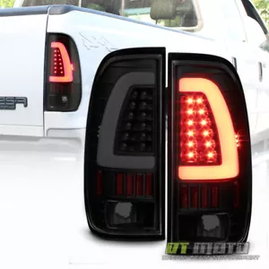 Black Smoke 1997-2003 Ford F150 99-07 F250 F350 LED Tube Tail Lights Brake Lamps - Picture 1 of 11