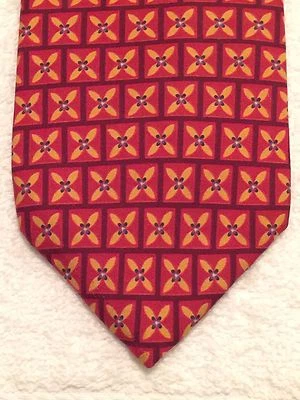 CORBATA PERRY ELLIS HOMBRE ROJO CUADRADO Y AMARILLO PATRÓN DE FLORES 3,75 X 56 Foto 1 de 4