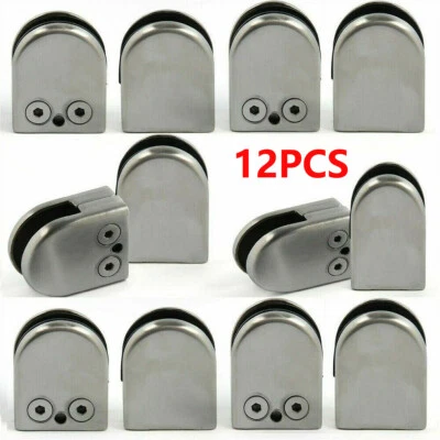 12X Glass Clamp Stainless Steel 304 Clip Flat Back Bracket For Balustrade 6-12MM