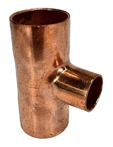 (2-PACK) NIBCO Reducing Tee 1-1/4" x 3/4" CTS Solder Joint Copper Sweat Fitting - Picture 1 of 11
