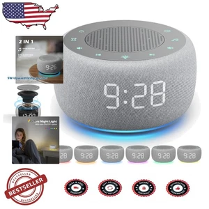 Advanced Grey Sound Machine Alarm Clock, 30-Level Volume, 18 Soothing Sounds - Picture 1 of 9