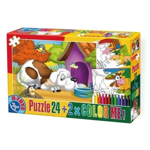 DT60730-PC-02 - * D-Toys - Puzzle 24 + Color Me! - Animals 2 - Picture 1 of 1