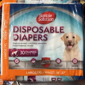Disposable Dog Diapers for Female Dogs, True Fit, Absorbent 18-27 Inch, 30 Ct LG - Picture 1 of 3
