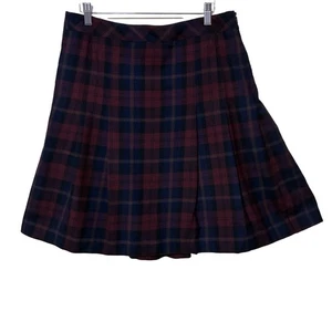 Brooks Brothers 346 Wool A-Line Mini Skirt Women’s 12 Pleated Plaid Lined - Picture 1 of 6