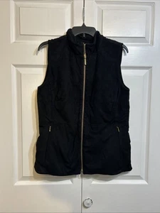 Lilly Pulitzer Reversible Vest Size L Large Faux Suede / Sherpa Black - Picture 1 of 16